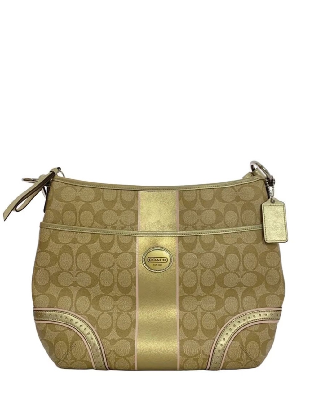 2002 Coach Heritage Peyton Signature Convertible Hobo Bag Style F19821 / F19756